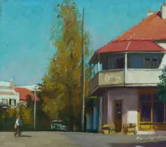 Brian Blanchard, Street Scene, Paddington, Oil on Board