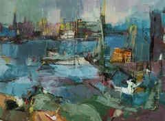 Waterfront I by Venita Salnajs, Oil on Board, sold Dec 2024