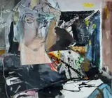 Venita Salnajs, Face to Face, Mixed Media with Collage
