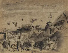 Cedric Flower, Sussex Street, Pen & Ink