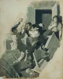 Daryl Lindsay, The Fight, W/Clr & Gouache