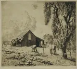 Lionel Lindsay, Pumpkin Patch, Etching 18/50