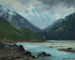 Bernice Smart, Makarora Valley, Haast Pass Road [NZ], 1981, Oil on Canvas on Board