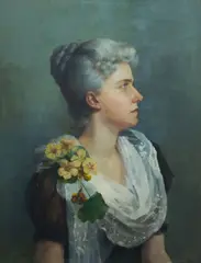 Ethel Anna Stephens, Portrait of Lady with Nasturtiums, 1892, Oil on Canvas