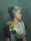 Ethel Anna Stephens, Portrait of Lady with Nasturtiums, 1892, Oil on Canvas