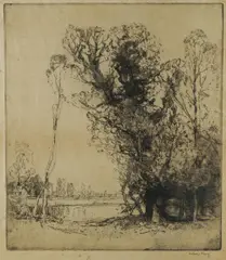 Sydney Long, On the Wandle, 1920, Etching