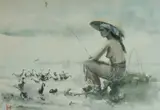 Huang Fong, Ubud, Bali, 1975, Ink & W/Clr
