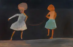 Charles Blackman, Skipping Games, c.1954, Tempera & Enamel on Board