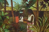 Ray Crooke, Islanders in Village, Oil on Canvas on Board