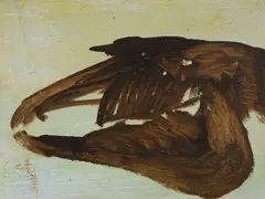 Untitled (Skull) by Sidney Nolan, Oil on Board, sold Dec 2024
