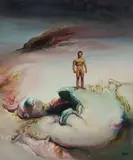 James Gleeson, Figure in Psychoscape, Oil on Board