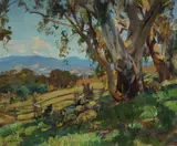 Harold Septimus Power, Australian Pastoral with Sheep in the Shade of a Gum Tree
