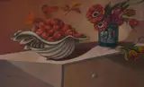 Adrian Feint, Still Life with Shell, Small Fruits and Flowers