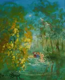 David Boyd, Playing in the Billabong, Oil on Board
