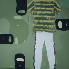 David Griggs, We Sport Fatigues But Not For Fashion, 2001, Acrylic & Spray Paint on Canvas