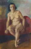 Roland Wakelin, Nude on Chaise Lounge, 1940, Oil on Board