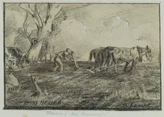 Clearing the Harrows by Hans Heysen, Charcoal with White Highlights, sold Dec 2024