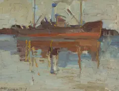 Horace Trenerry, Steamer, Port Adelaide, c.1920, Oil on Canvas on Board