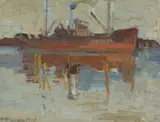Horace Trenerry, Steamer, Port Adelaide, c.1920, Oil on Canvas on Board