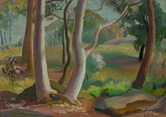 Foreshore Trees by Adelaide Elizabeth Perry, 1939, Oil on Board, sold Dec 2024