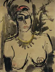 Nude with Necklace by Francis Lymburner, c.1959, Ink & Coloured Crayon, offered Dec 2024
