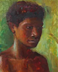 Margaret Olley, Study of a Boy, New Guinea, Oil on Board