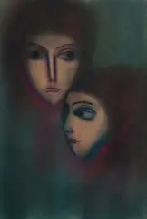 Double Portrait by Robert Dickerson, Pastel, sold Dec 2024