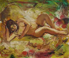 Paul Delprat, Resting Nude, Oil on Canvas