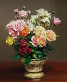 Reginald Campbell, Still Life with Roses, Oil on Canvas on Board