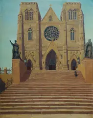 Alan Grieve, St Mary's Cathedral, Sydney, Oil on Canvas on Board