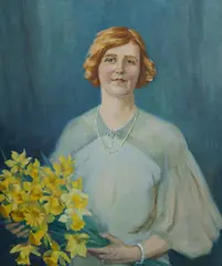 Violet Teague, Portrait with Daffodils, 1940, Oil on Canvas