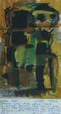 Margo Lewers, Christmas Card, 1962, Abstract gouache on printed background; hand signed, and with personal message