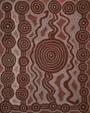 Dini Campbell Tjampitjinpa, Snake Dreaming at Nyunama, 1989, Acrylic on Canvas