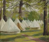 Nancy Kilgour, Tents, London, 1937, Oil on Canvas on Board