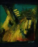 Pro Hart, Jesus Accepts His Cross (2nd Station of the Cross), Oil on Canvas on Board