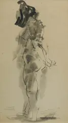 Standing Nude by Francis Lymburner, Ink & Wash, sold Oct 2024