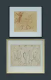 Nancy Borlase, (2), Sketch for Ascension, c.1959, pencil (25.5x35.5cm), no signature apparent; and Figure Sketches, pen & ink (25x27cm), initialled lower right
