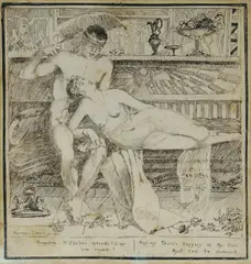 Norman Lindsay, Antony and Cleopatra, 1896, Pen & Ink