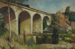 John Santry, Stonequarry Creek Railway Viaduct, Picton, NSW, Oil on Board