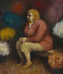Flower Sellers by John Santry, Oil on Ply, sold Oct 2024