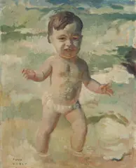 Arthur Murch, Baby at the Beach, Oil on Board