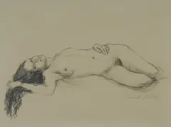 Reclining Nude, 1985(?) by Garry Shead, Pencil, sold Oct 2024