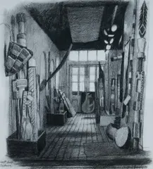 Clifford Bayly, Craft Shop Sydney, 1983, Charcoal