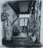 Clifford Bayly, Craft Shop Sydney, 1983, Charcoal