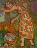Glen Preece, At the Clothesline, Oil on Board