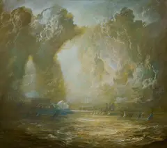 Carl Stringfellow, Storm Light, Sydney Harbour, Oil on Board