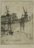Walter M. Goode-Smith, Bridge Construction - Dawes Point, 1926, Etching