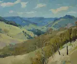 Alan Douglas Baker, Rolling Hills with View to Distance, Oil on Board