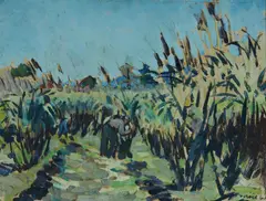Cane Cutting by Noel Wood, Oil on Paper on Board, sold Oct 2024