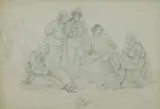 William Thomas Strutt, Boiling the Billy, Pencil